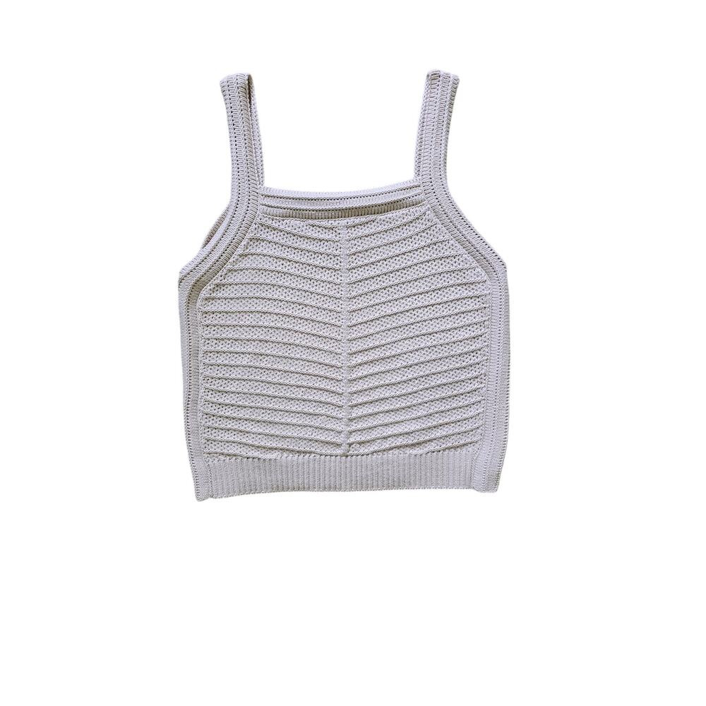 Joie Oatmeal Cream Crochet Knit Sleeveless Top Boho Resort Beach Neutral Small